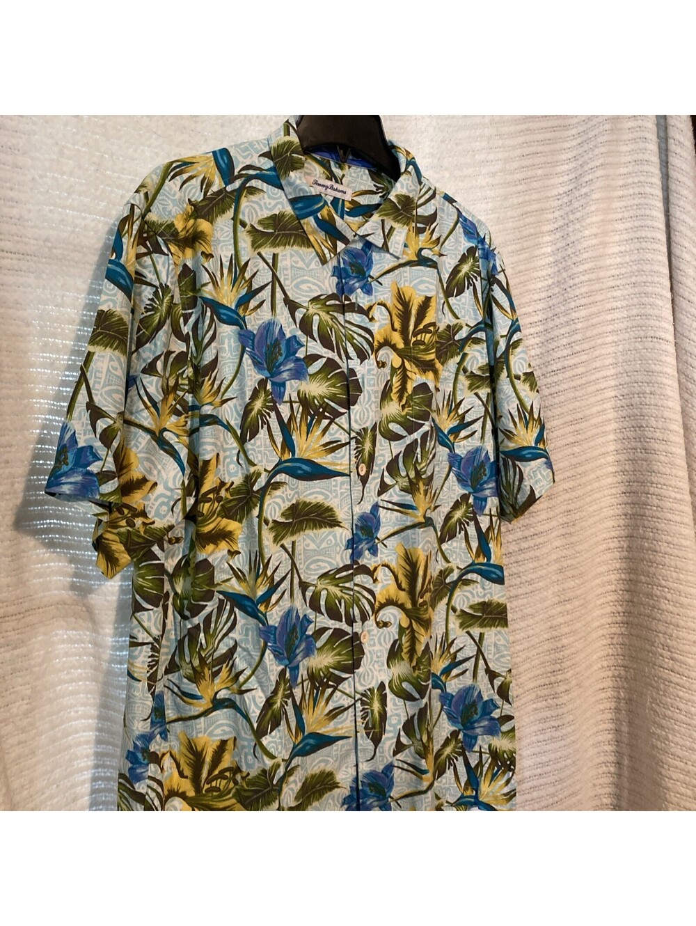 Tommy Bahama Hawaiian Shirt Mens Large Button Up Short Sleeve Floral 100% Silk